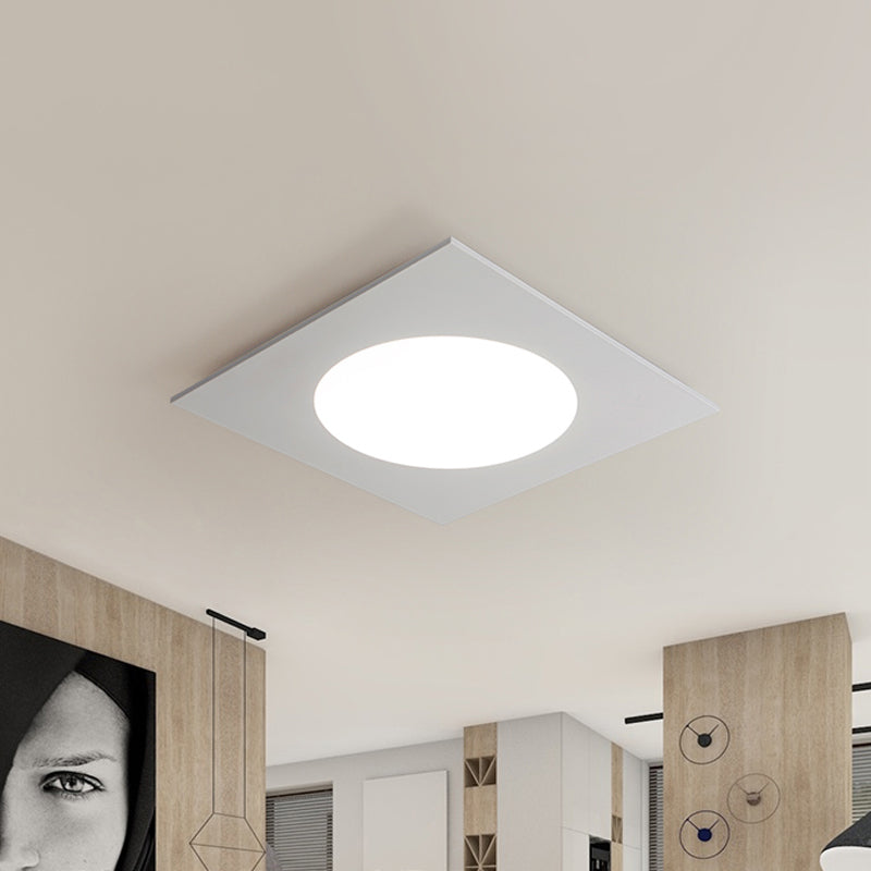 Contemporary White Square Flushmount Led Ceiling Fixture - 19.5/23.5 W Warm/White Light / 19.5 Warm