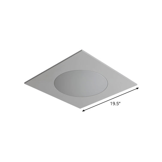 Contemporary White Square Flushmount Led Ceiling Fixture - 19.5/23.5 W Warm/White Light