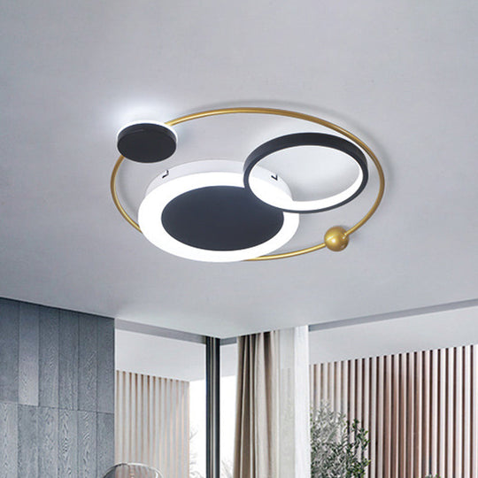 Flush Mount Led Ceiling Light In Acrylic Black And Gold Warm/White 16.5’/20.5’/24.5’ W