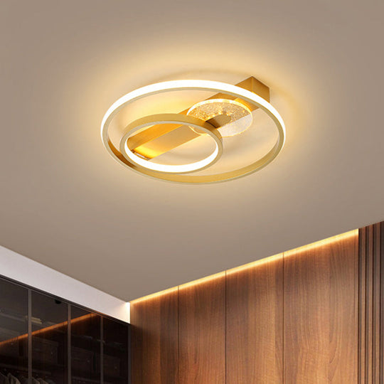 Gold/White & Black Led Metal Hoop Flushmount With White/Warm Light - 16.5’/20.5’ Wide