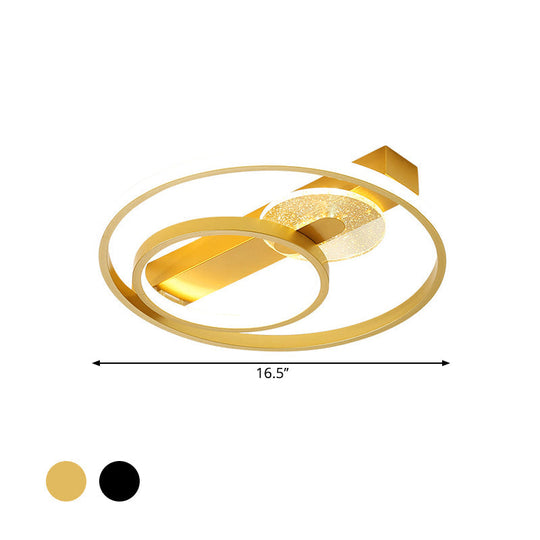 Gold/White & Black Led Metal Hoop Flushmount With White/Warm Light - 16.5/20.5 Wide