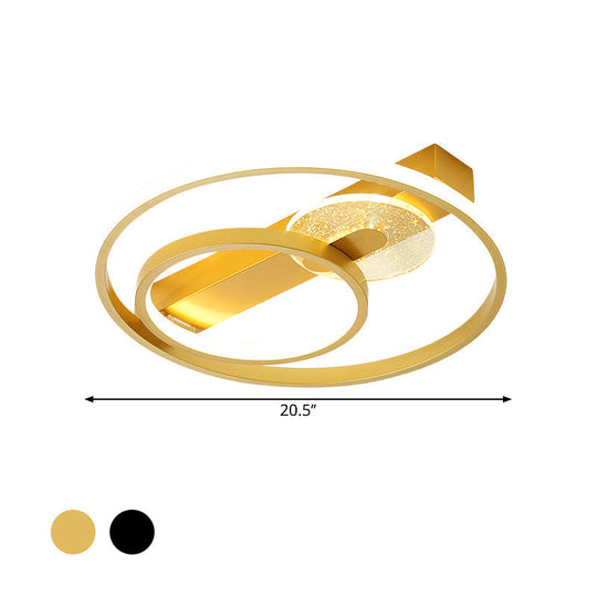 Gold/White & Black Led Metal Hoop Flushmount With White/Warm Light - 16.5’/20.5’ Wide