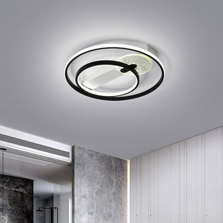Gold/White & Black Led Metal Hoop Flushmount With White/Warm Light - 16.5/20.5 Wide Black-White /