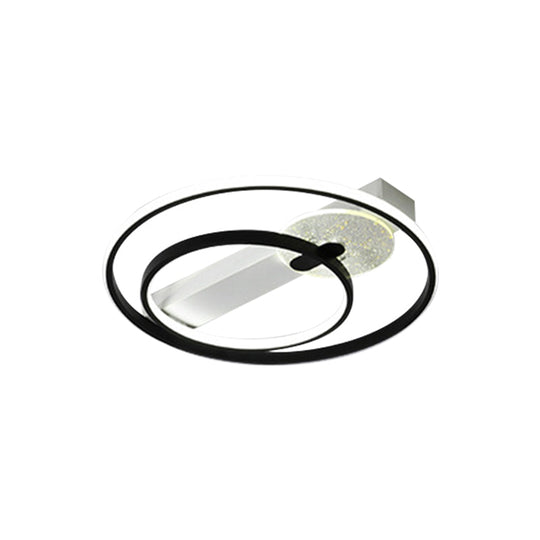 Gold/White & Black Led Metal Hoop Flushmount With White/Warm Light - 16.5’/20.5’ Wide