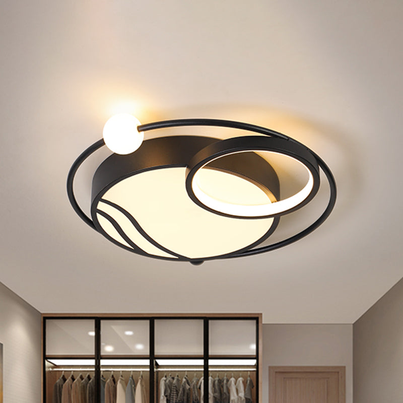 Modern Metal Ceiling Light Fixture Nordic Black/Gold Led Flushmount Lighting In Warm/White