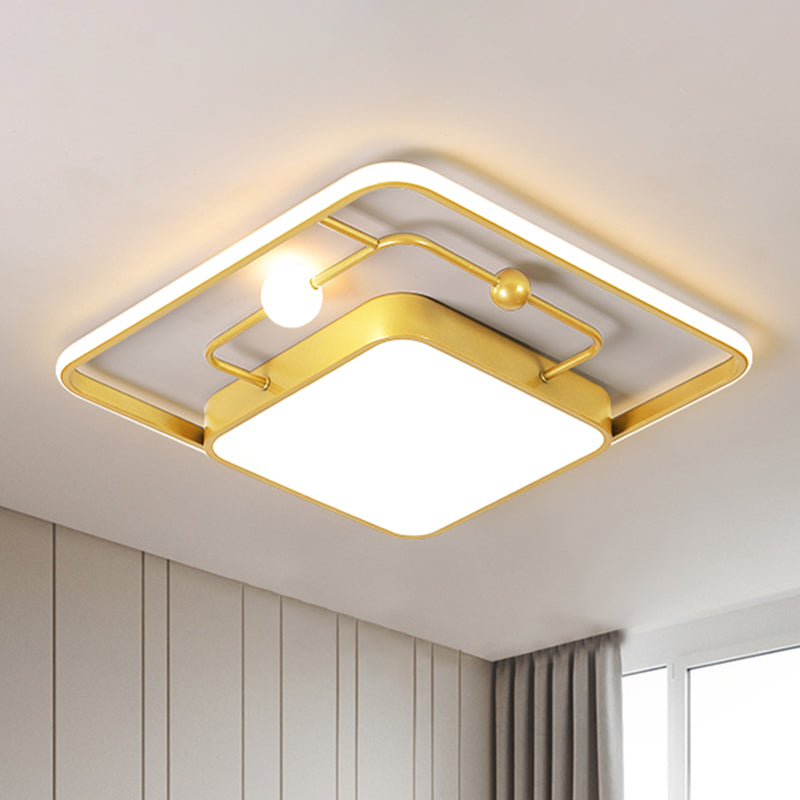 Modern Iron Black/Gold Led Ceiling Light Fixture In Warm/White - Square Flush Mount 16.5/20.5 Width