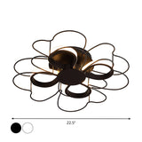 Contemporary Metallic Clover Flush Light - 19/22.5 W Black/White Led Warm/White Lighting