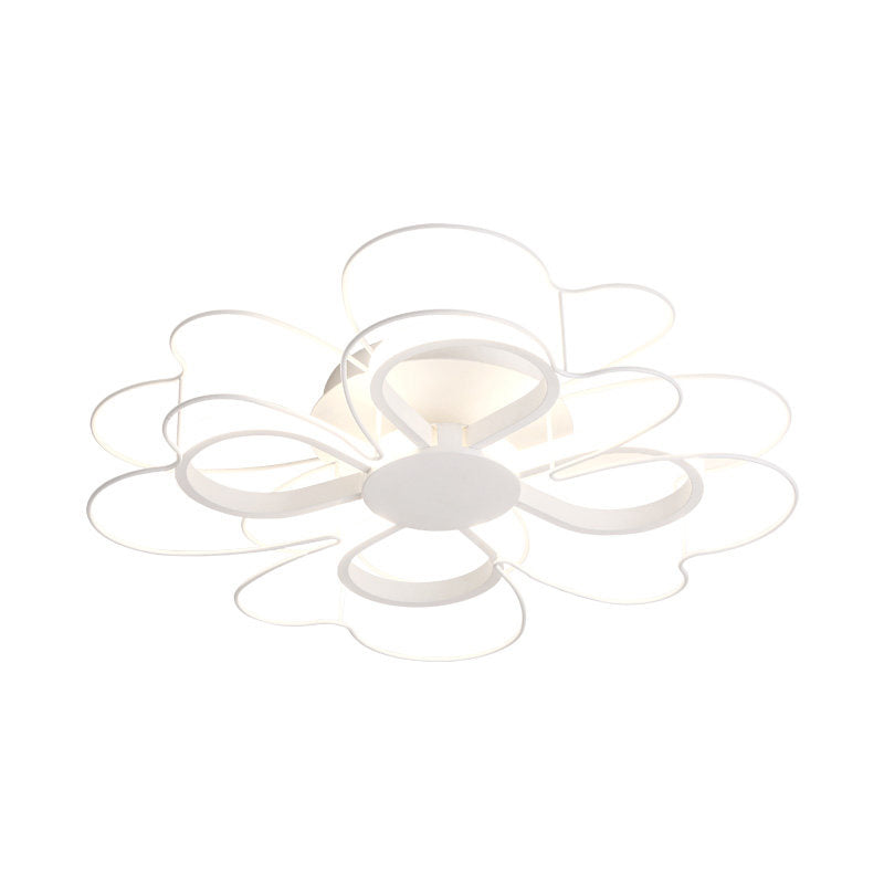 Contemporary Metallic Clover Flush Light - 19’/22.5’ W Black/White Led Warm/White Lighting