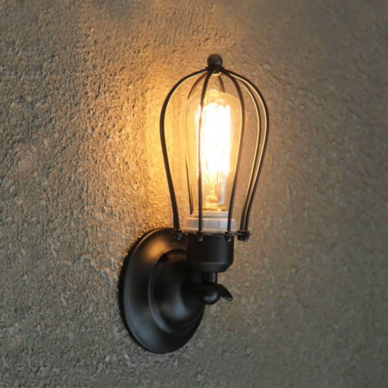 Farmhouse Oval Caged Wall Lamp - Metallic Antique Bronze/Black