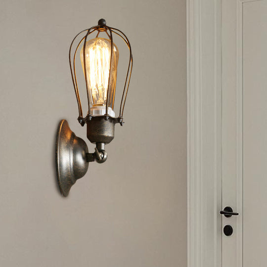 Farmhouse Oval Caged Wall Lamp - Metallic Antique Bronze/Black Bronze