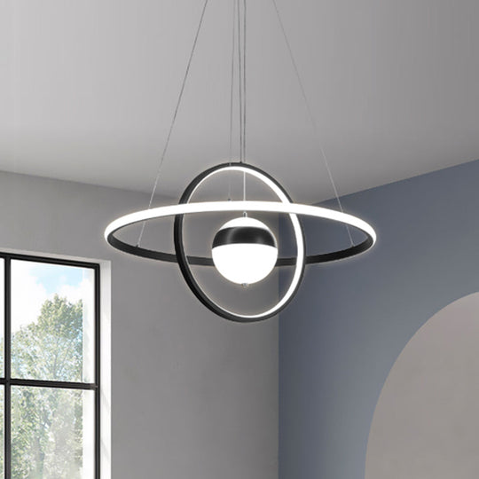 Modernist Led Black Pendulum Lamp With Acrylic Globe Shade – Stylish Hanging Ceiling Light
