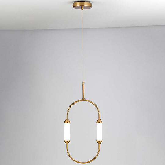 Modern Gold Led Pendant Light With Tube Acrylic Shade - Stylish Hanging Lighting Fixture