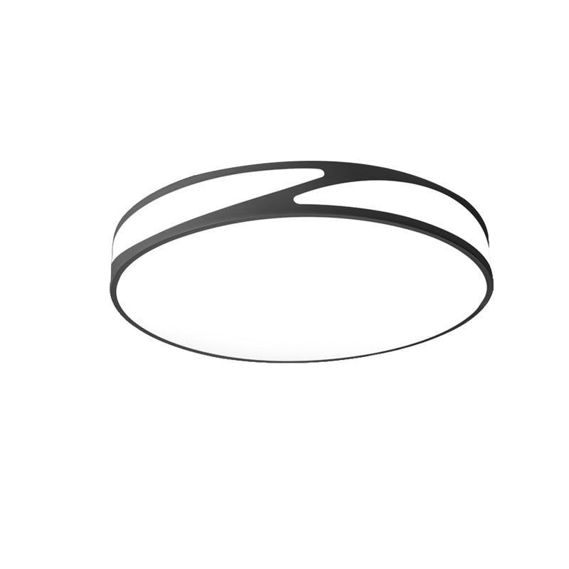 Nordic Monochrome Flush Mount Led Ceiling Light - Slim Panel Round Acrylic 18/21.5 Inch Wide