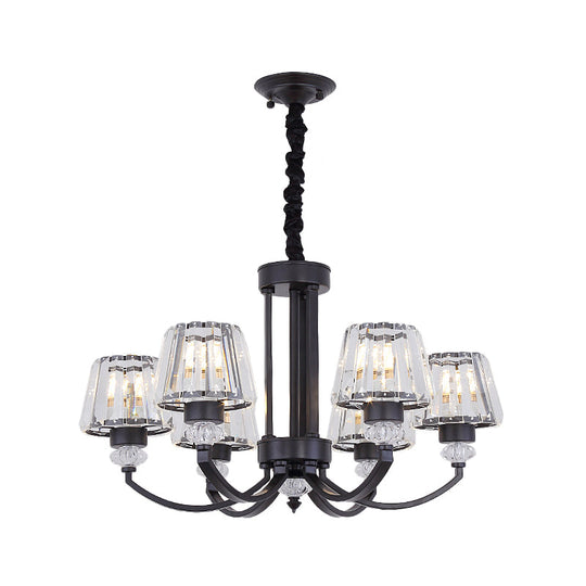 Modernist Cone Crystal Pendant Chandelier - 3/6 Lights Black Dining Room Ceiling Hanging Fixture