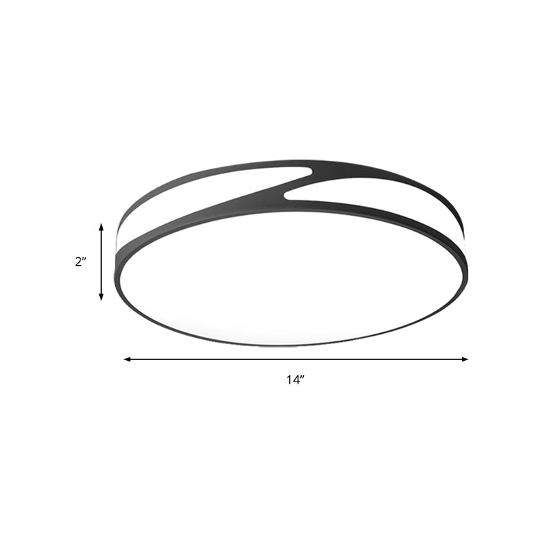 Nordic Monochrome Flush Mount Led Ceiling Light - Slim Panel Round Acrylic 18/21.5 Inch Wide