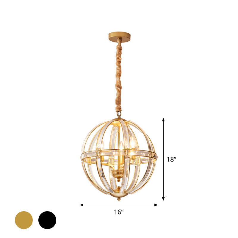Simplicity Global Crystal-Encrusted Pendant Chandelier In Black/Gold: Elegant Single-Bulb Light For