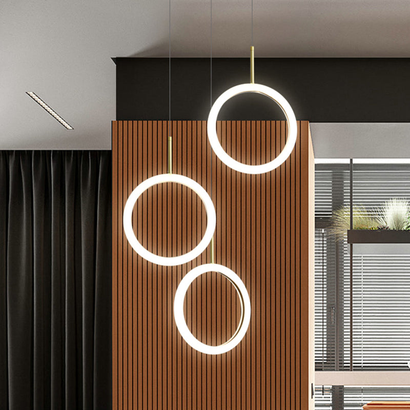 Nordic Acrylic Chandelier - Circular 1/3 Lights Gold Hanging Light Kit For Restaurants 3 /