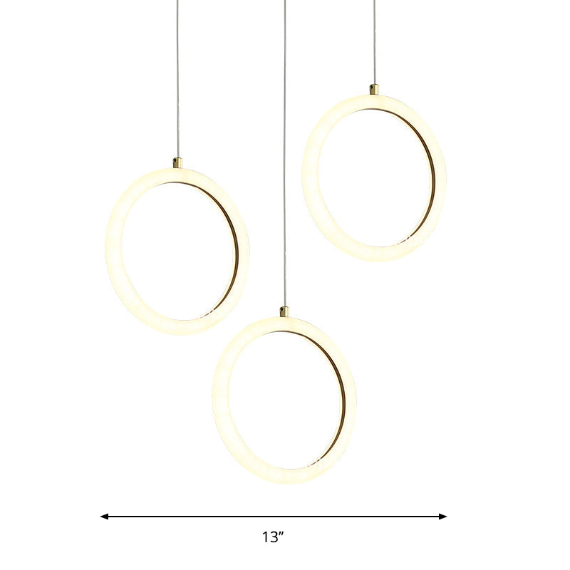 Nordic Acrylic Chandelier - Circular 1/3 Lights Gold Hanging Light Kit For Restaurants