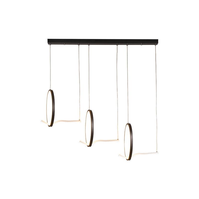 Modern Metal 3-Ringed Chandelier With Led Hanging Light Kit In Black/Gold - Warm/White
