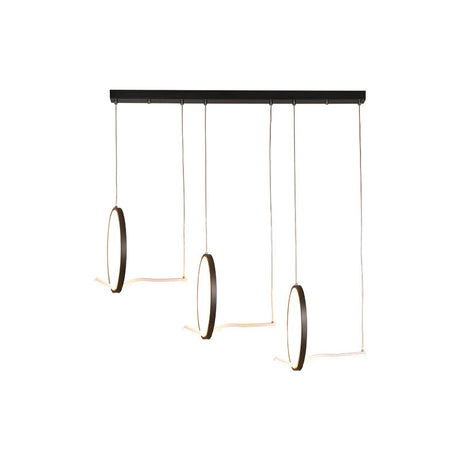 Modernist Led Hanging Chandelier Lamp Kit In Black/Gold With Metallic 3-Ringed Design Warm/White