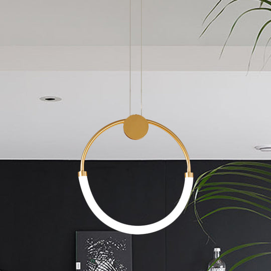 Nordic Acrylic Circular Chandelier - Gold Pendant Lighting With 1/3 Bulbs In Warm/White Light