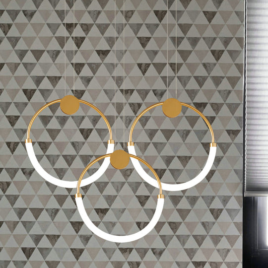 Nordic Acrylic Circular Chandelier - Gold Pendant Lighting With 1/3 Bulbs In Warm/White Light 3 /