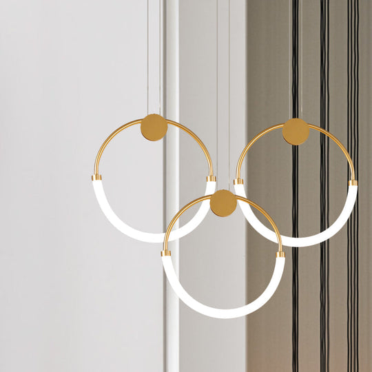 Nordic Circular Chandelier Lamp: Acrylic 1/3 Gold Bulbs Warm/White Pendant Lighting Fixture