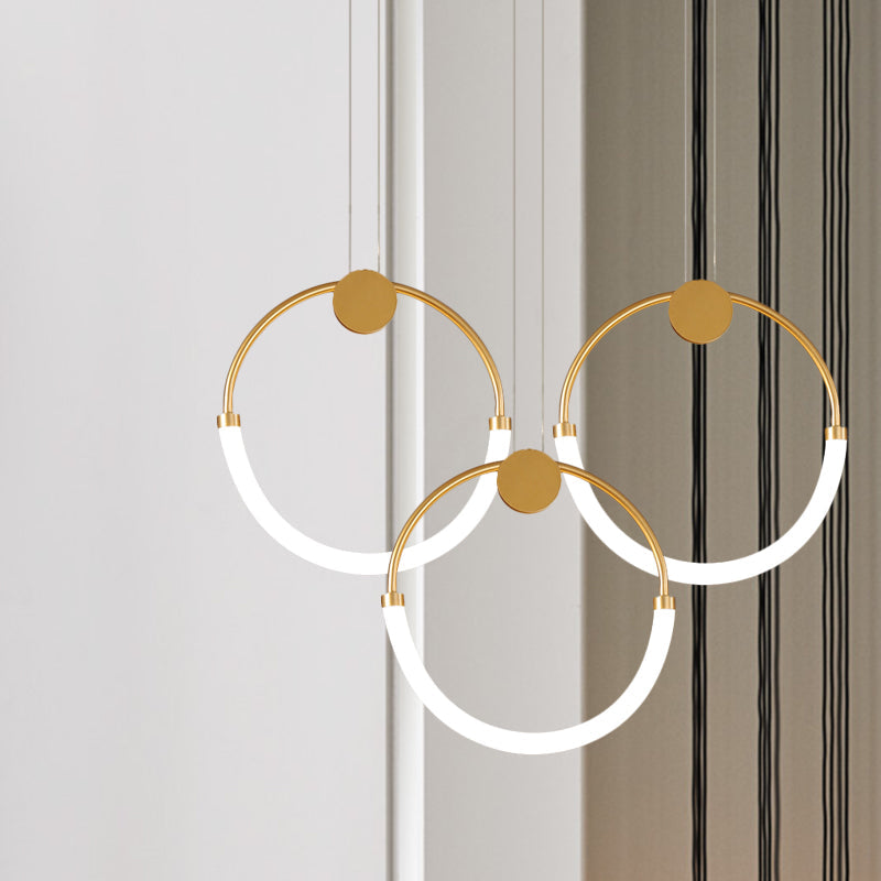 Nordic Acrylic Circular Chandelier - Gold Pendant Lighting With 1/3 Bulbs In Warm/White Light