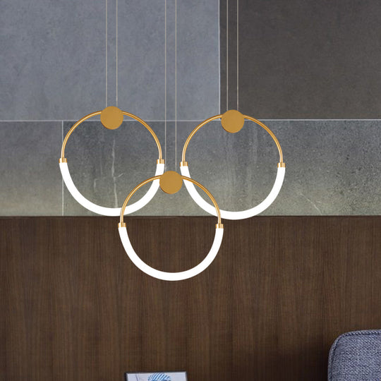 Nordic Acrylic Circular Chandelier - Gold Pendant Lighting With 1/3 Bulbs In Warm/White Light