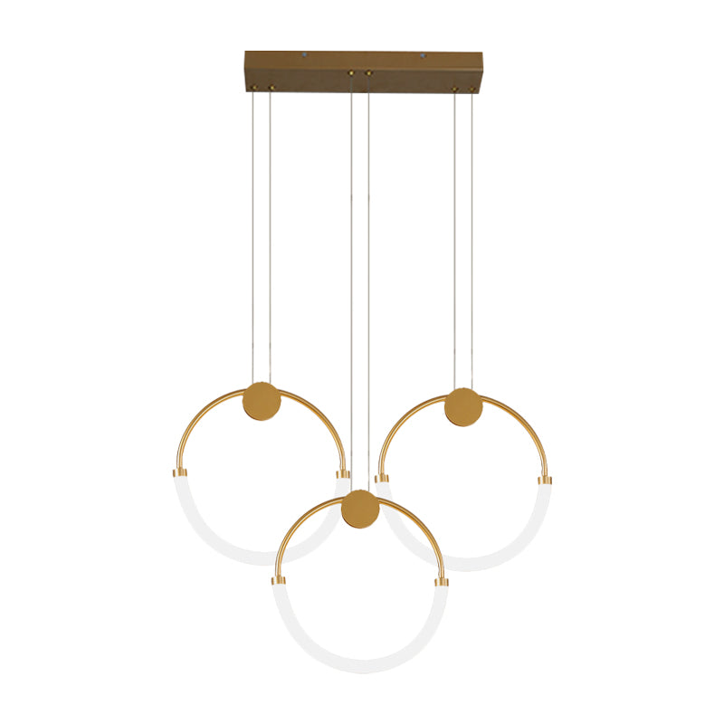 Nordic Acrylic Circular Chandelier - Gold Pendant Lighting With 1/3 Bulbs In Warm/White Light