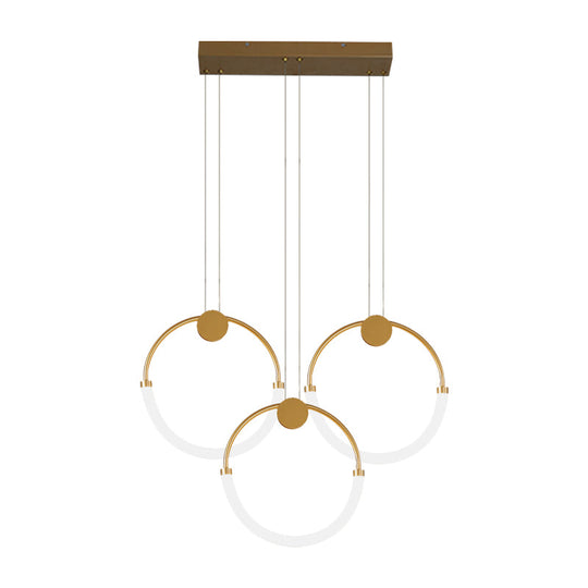 Nordic Acrylic Circular Chandelier - Gold Pendant Lighting With 1/3 Bulbs In Warm/White Light