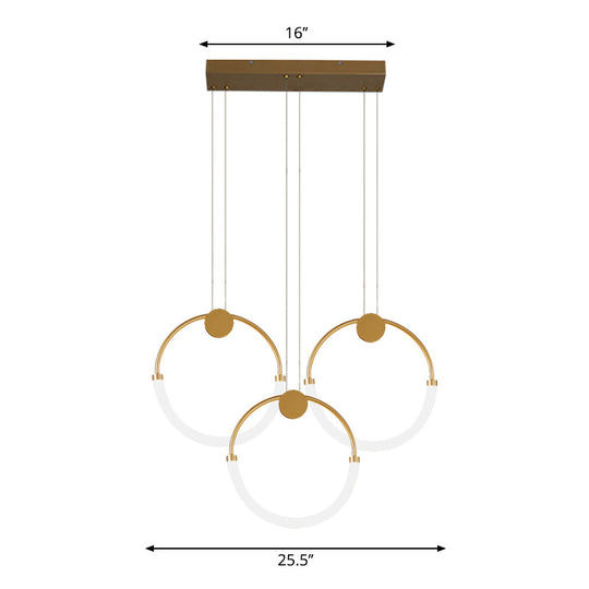Nordic Circular Chandelier Lamp: Acrylic 1/3 Gold Bulbs Warm/White Pendant Lighting Fixture