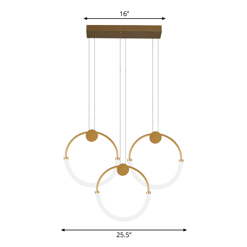 Nordic Acrylic Circular Chandelier - Gold Pendant Lighting With 1/3 Bulbs In Warm/White Light