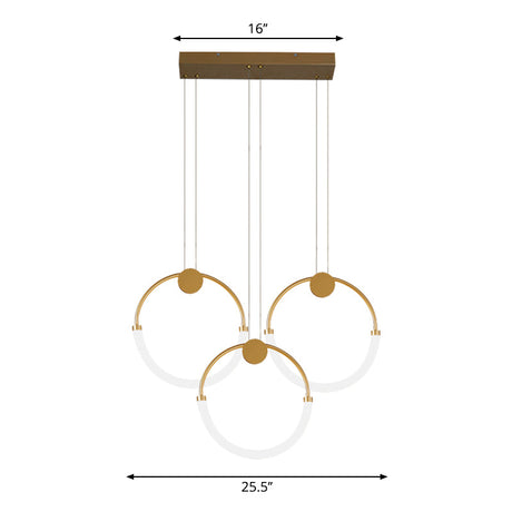 Nordic Acrylic Circular Chandelier - Gold Pendant Lighting With 1/3 Bulbs In Warm/White Light