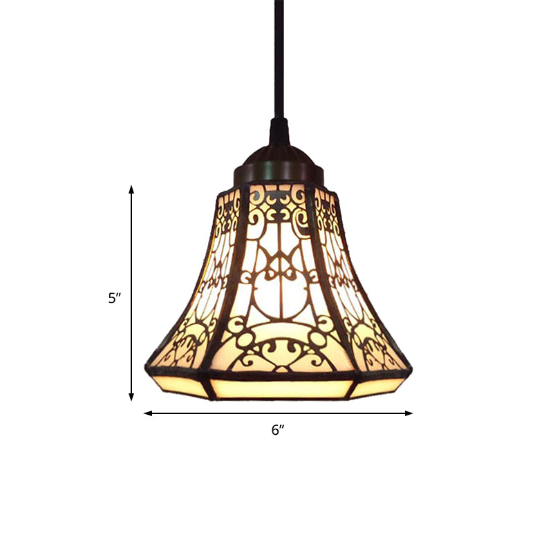 Tiffany Beige Stained Glass Mini Pendant Lamp For Stairs