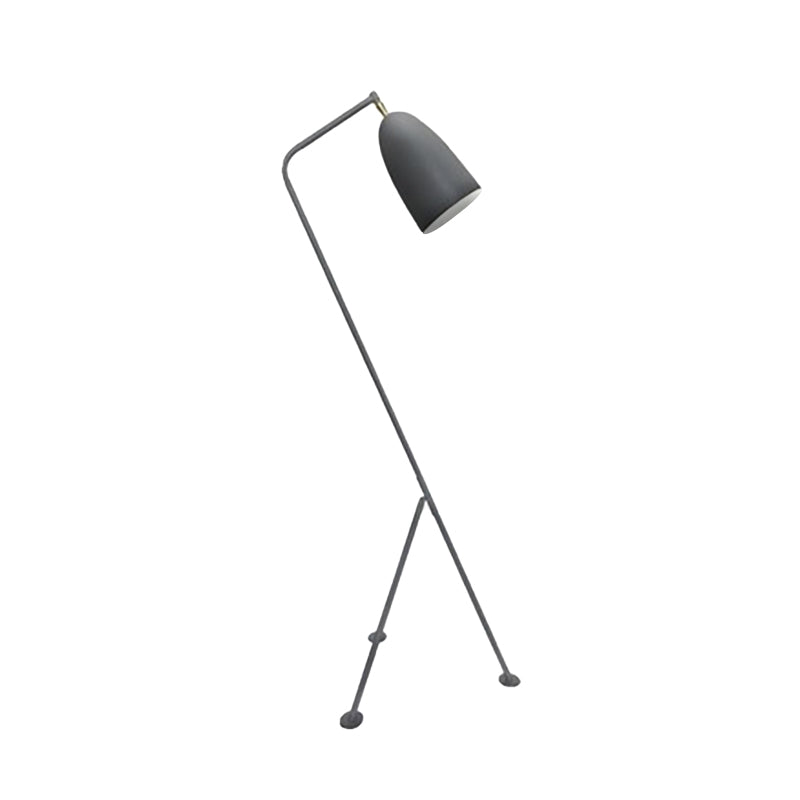 Modern Tripod Floor Lamp With Bell Shade - Metallic Design 1 Light Black/White Perfect For Bedroom