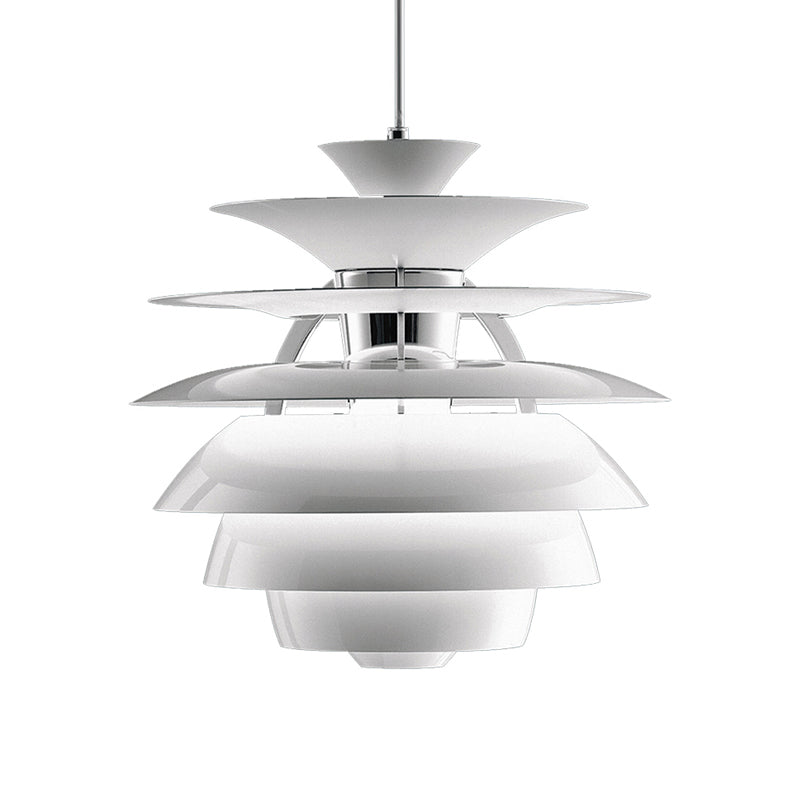 Nordic Aluminum Pinecone Pendant Lamp: Tiered Ceiling Hanging Light In White