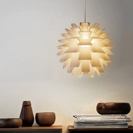 Modern Pine Cone Suspension Light - Plastic Ceiling Pendant In White