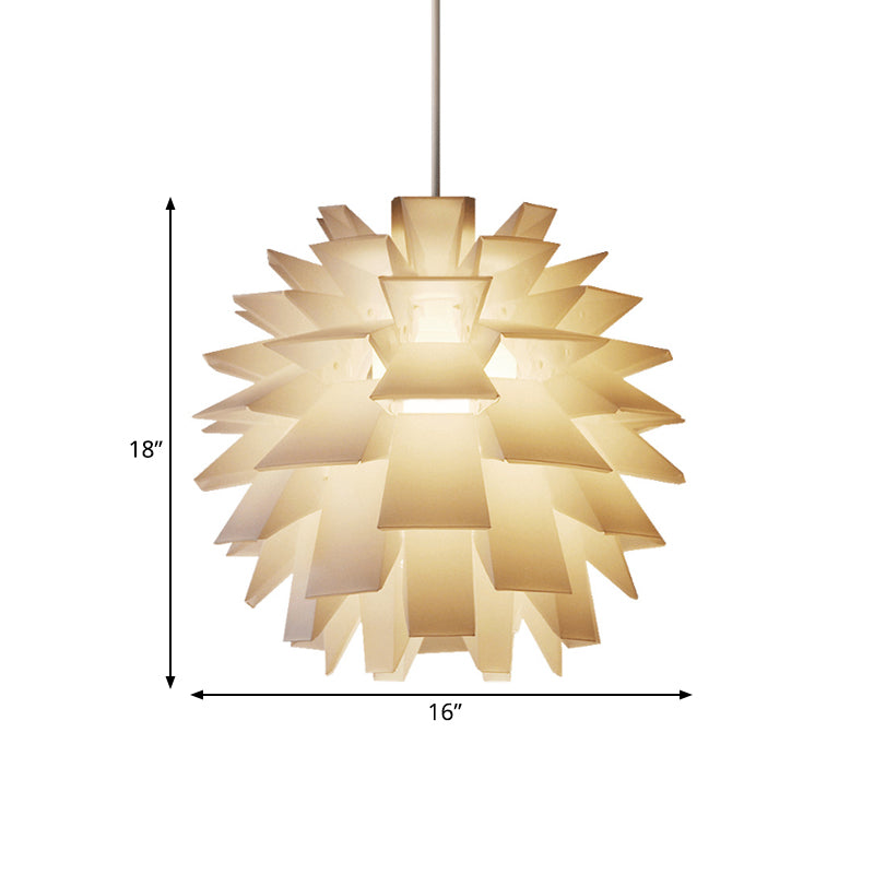 Modern Pine Cone Suspension Light - Plastic Ceiling Pendant In White