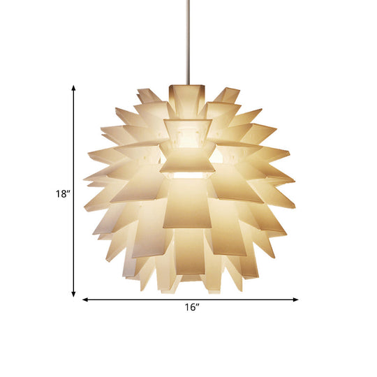 Modern Pine Cone Suspension Light - Plastic Ceiling Pendant In White