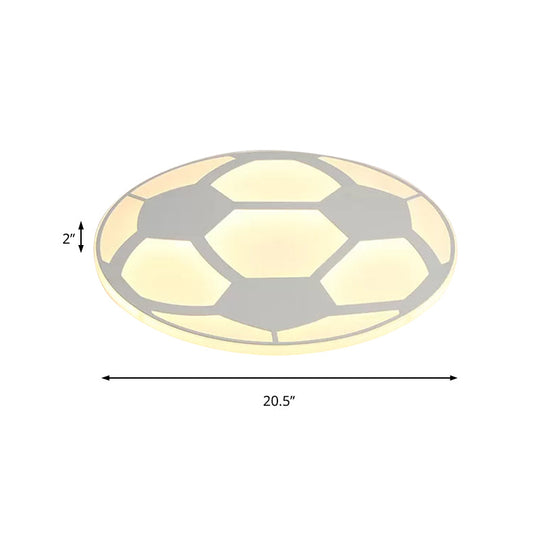 Sleek White Flush Mount Soccer Ceiling Light For Kid’s Bedroom