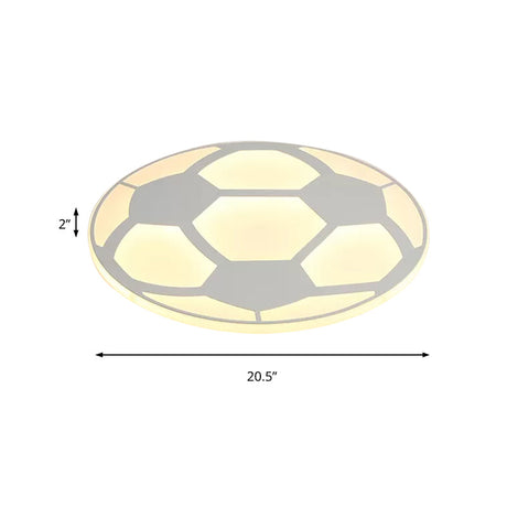 Sleek White Flush Mount Soccer Ceiling Light For Kids Bedroom