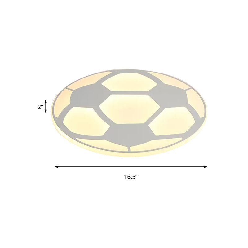 Sleek White Flush Mount Soccer Ceiling Light For Kids Bedroom