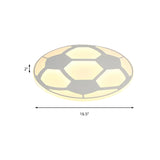 Sleek White Flush Mount Soccer Ceiling Light For Kids Bedroom
