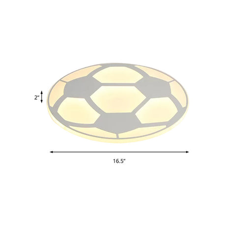 Sleek White Flush Mount Soccer Ceiling Light For Kids Bedroom