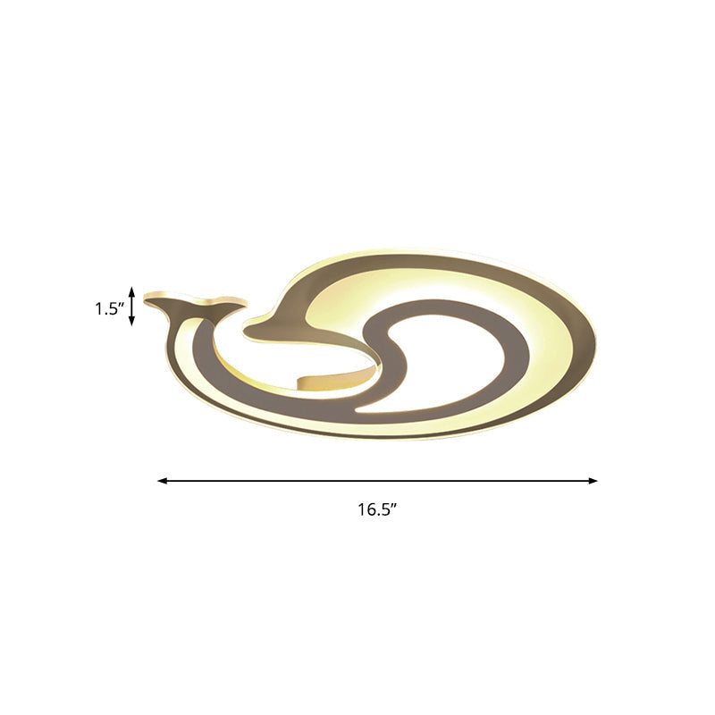 Kids’ Cartoon Snail Shell Ceiling Light In Striped White Flush Design - Ideal For Child’s Bedroom