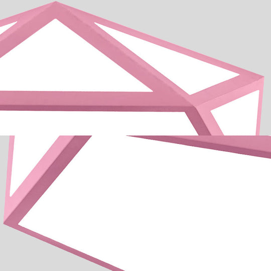 Kid Bedroom Macaron Acrylic Pentagon Ceiling Light With Metal Guard - Space - Saving Loft Mount