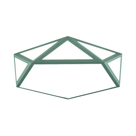 Kid Bedroom Macaron Acrylic Pentagon Ceiling Light With Metal Guard - Space-Saving Loft Mount