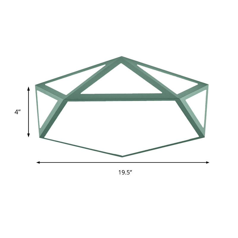 Kid Bedroom Macaron Acrylic Pentagon Ceiling Light With Metal Guard - Space-Saving Loft Mount