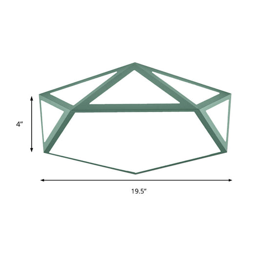 Kid Bedroom Macaron Acrylic Pentagon Ceiling Light With Metal Guard - Space-Saving Loft Mount